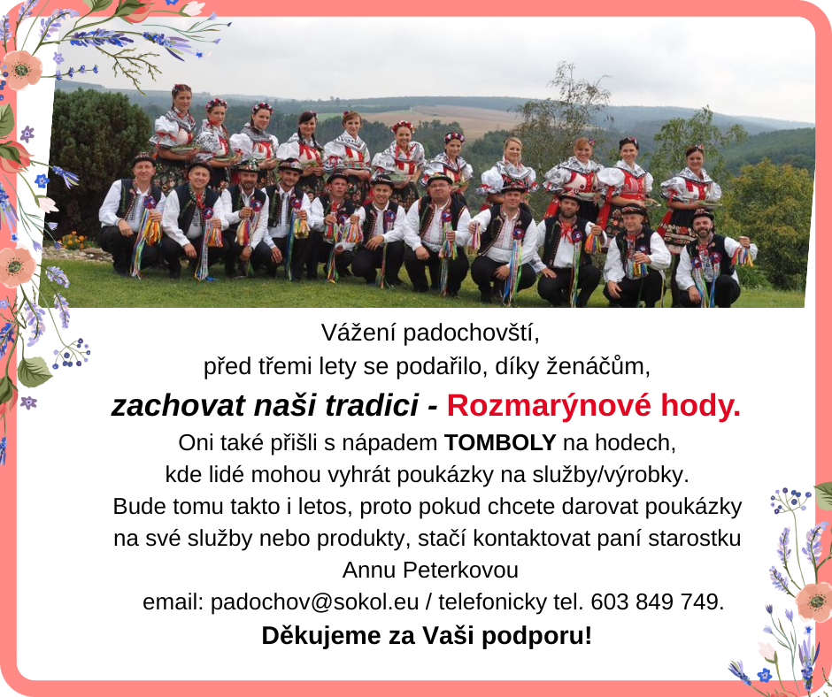 Poukázky do tomboly na Rozmarýnové Hody 